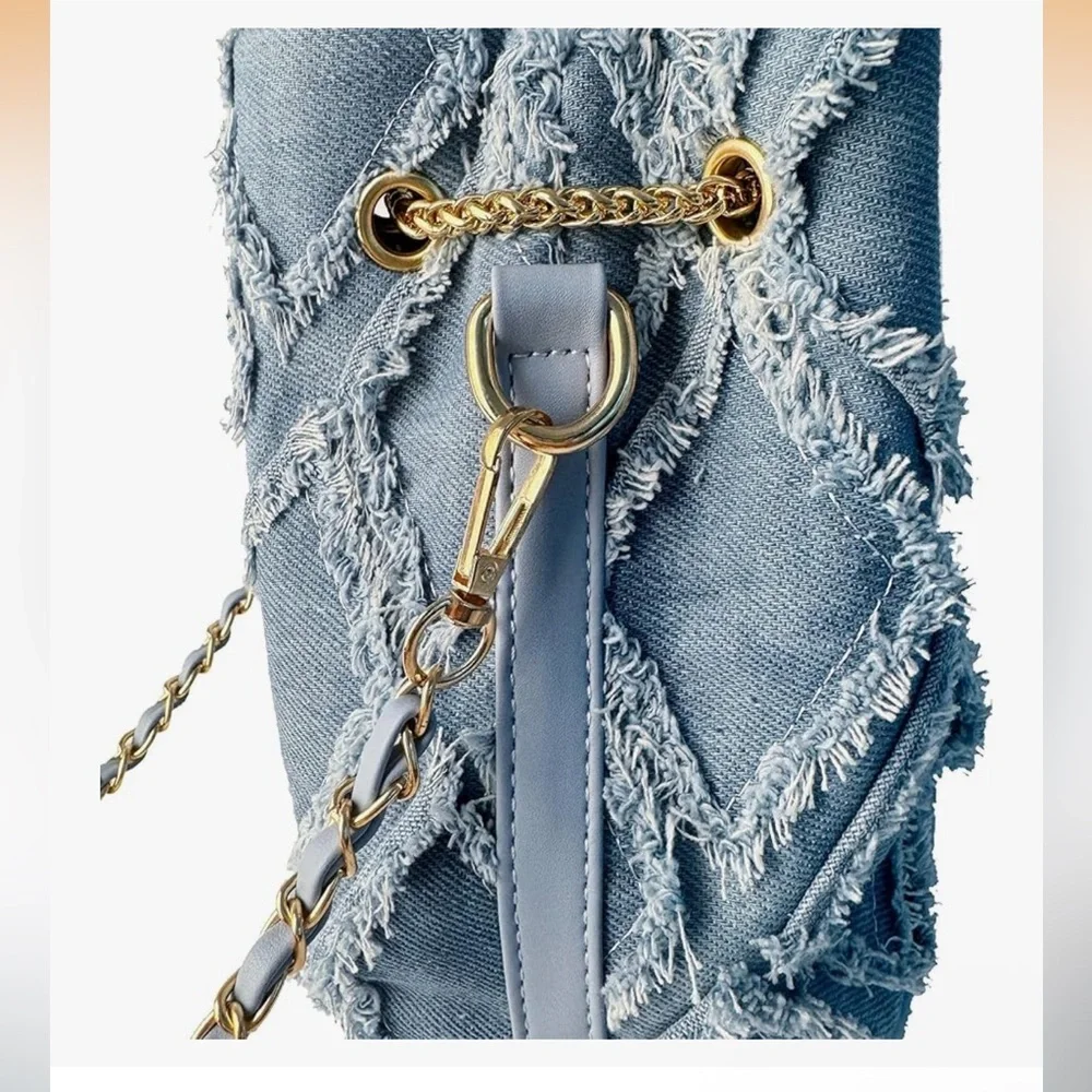 🆕 Vintage Denim Shoulder Bag for Women with Chain Strap Retro Crossbody Bag - Picture 5 of 9
